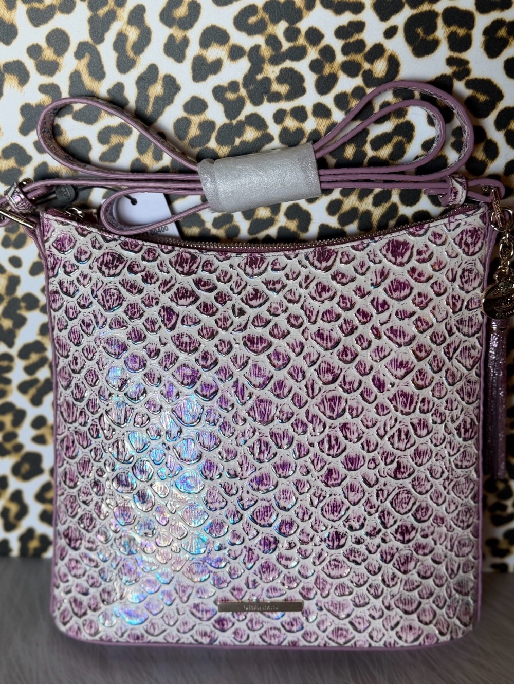 HARDTOFIND Brahmin Katie Floralite Crossbody Purple Iridescent Glow Tassel NWT - Picture 6 of 14